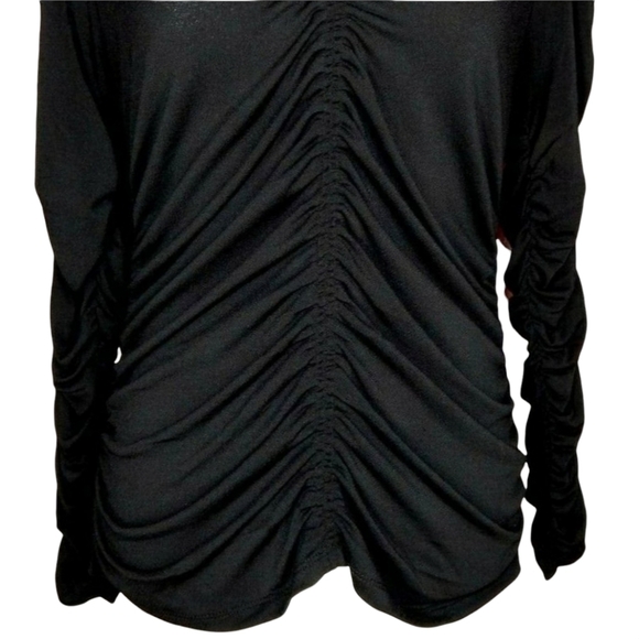 NWT Joie Black Long-Sleeve Ruched Bodycon Puff Sleeve Blouse - Picture 5 of 7